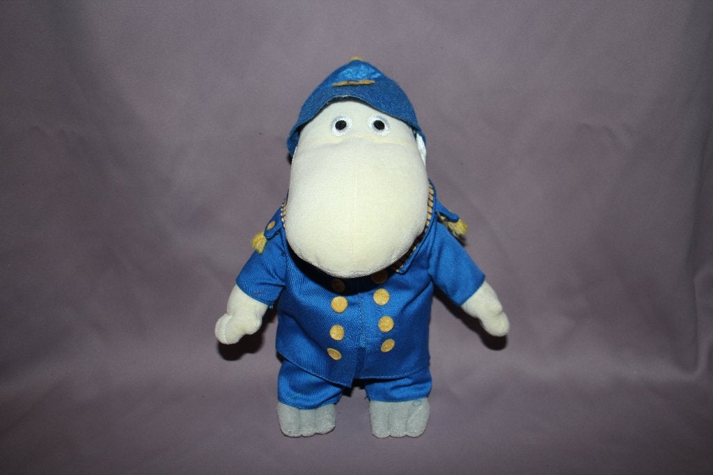 Zgan Martinex Politieman Hemulen Moomin pluche knuffel 26cm, Overige merken, Overige karakters, Overige typen, Blauw