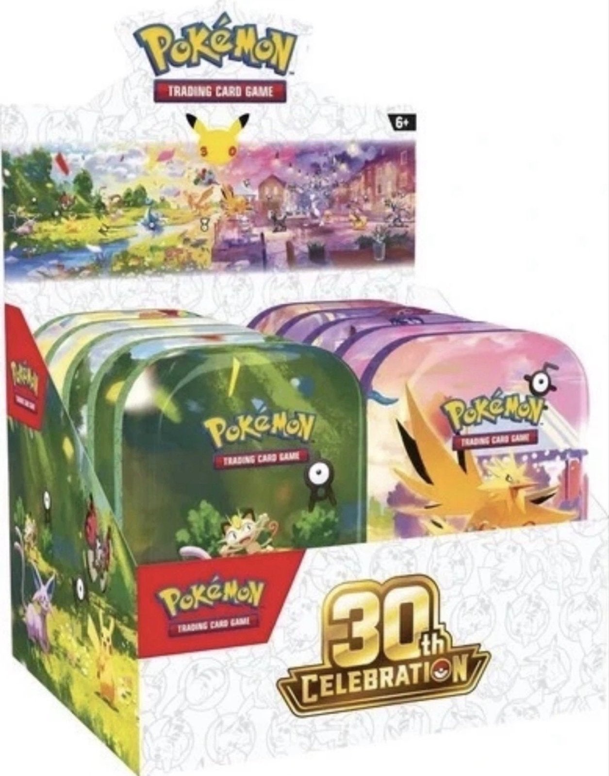PRESALE: Pokémon 30th Anniversary Mini Tins Display (10 stuk, Ophalen of Verzenden, Nieuw, Overige typen