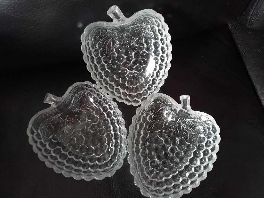 Set van 3 vintage persglazen schaaltjes, Ophalen of Verzenden