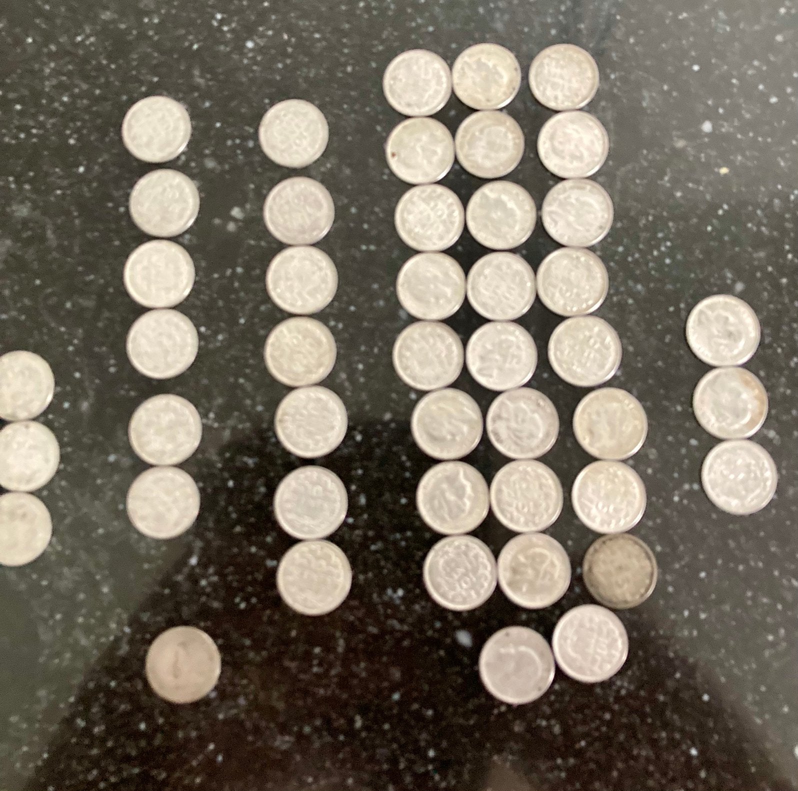 46 zilveren Wilhelmina dubbeltjes, 10 cent., Ophalen of Verzenden, Nederland, Munten