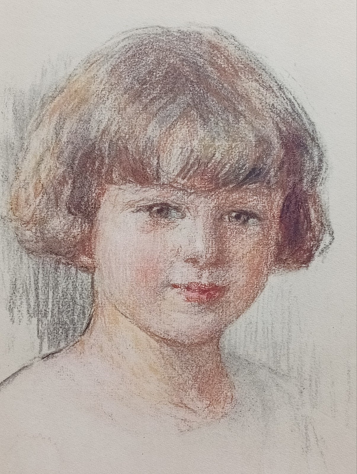 Prent Portret van een Meisje 20e eeuw, Ophalen of Verzenden, Voor 1940, Gebruikt