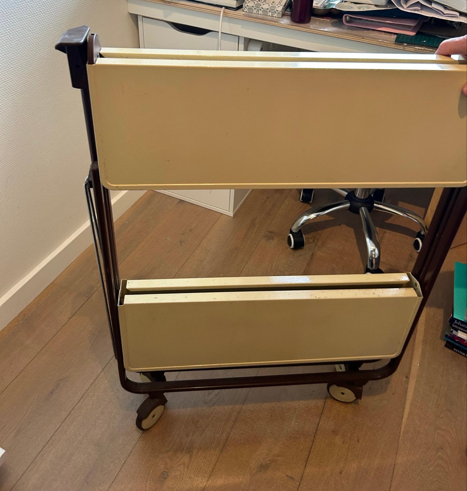 Vintage inklapbare trolley/ serveerwagen op wieltjes, Ophalen