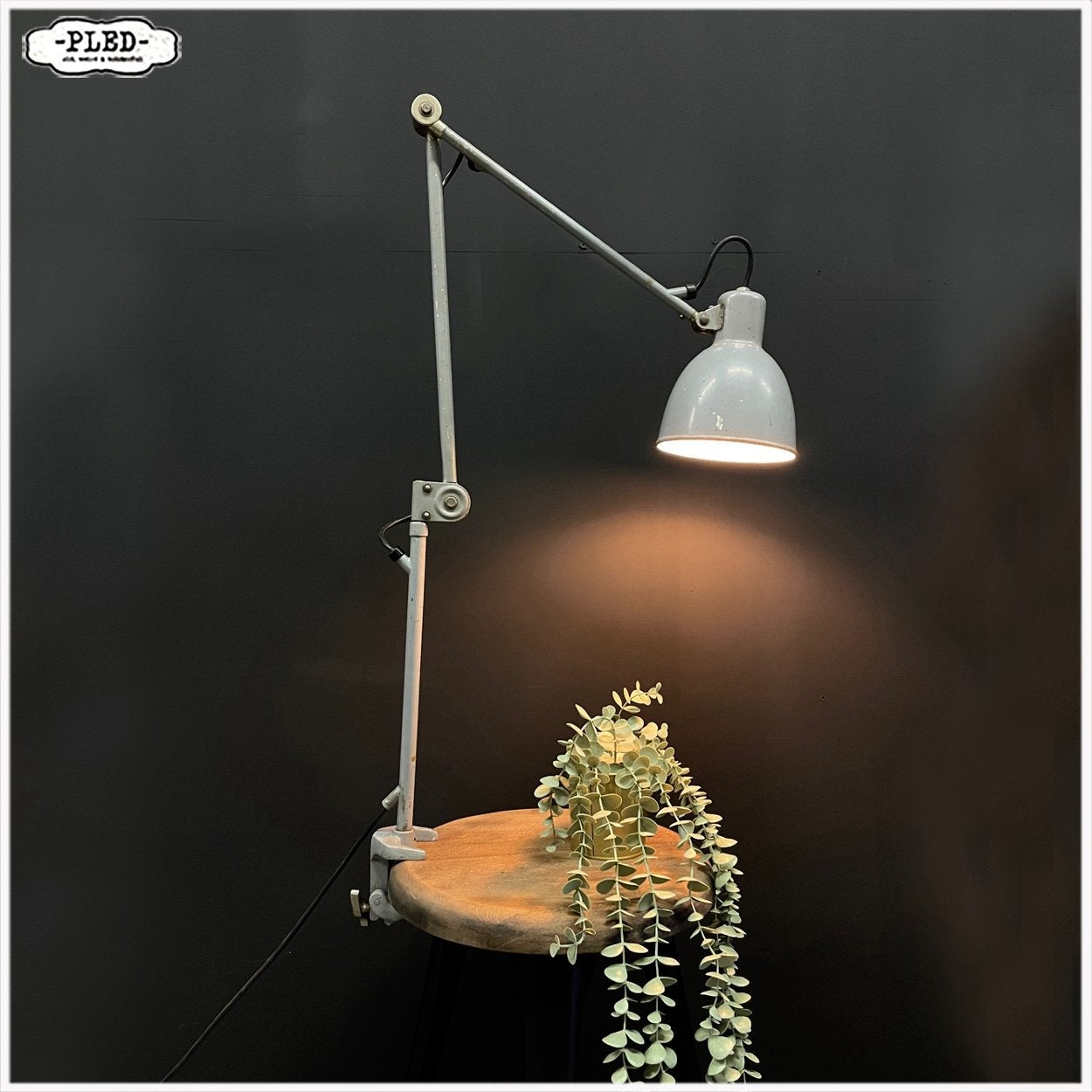 3 armige Bag Turgi werkplaatslamp Lamp Tafellamp tafelklem, Overige merken, Gebruikt, Grijs, Industrieel