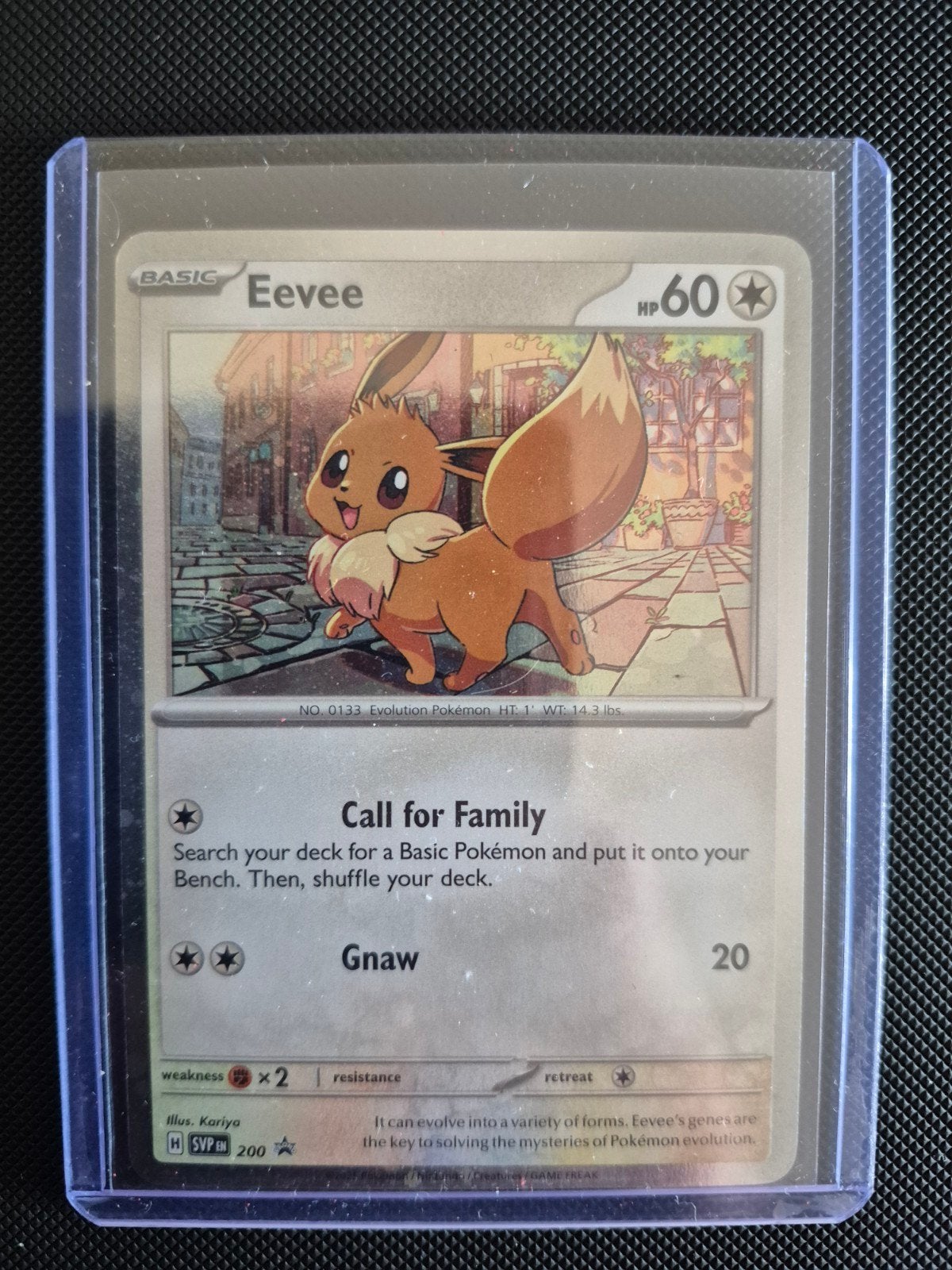 Pokémon kaart Eevee SVP 200 promo, Ophalen of Verzenden, Zo goed als nieuw, Losse kaart, Foil