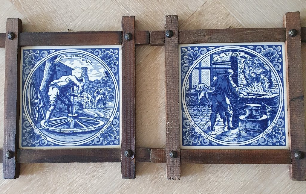 2x Delfts Blauw Wandrek NKI Gouda - Jan Luyken, Ophalen of Verzenden