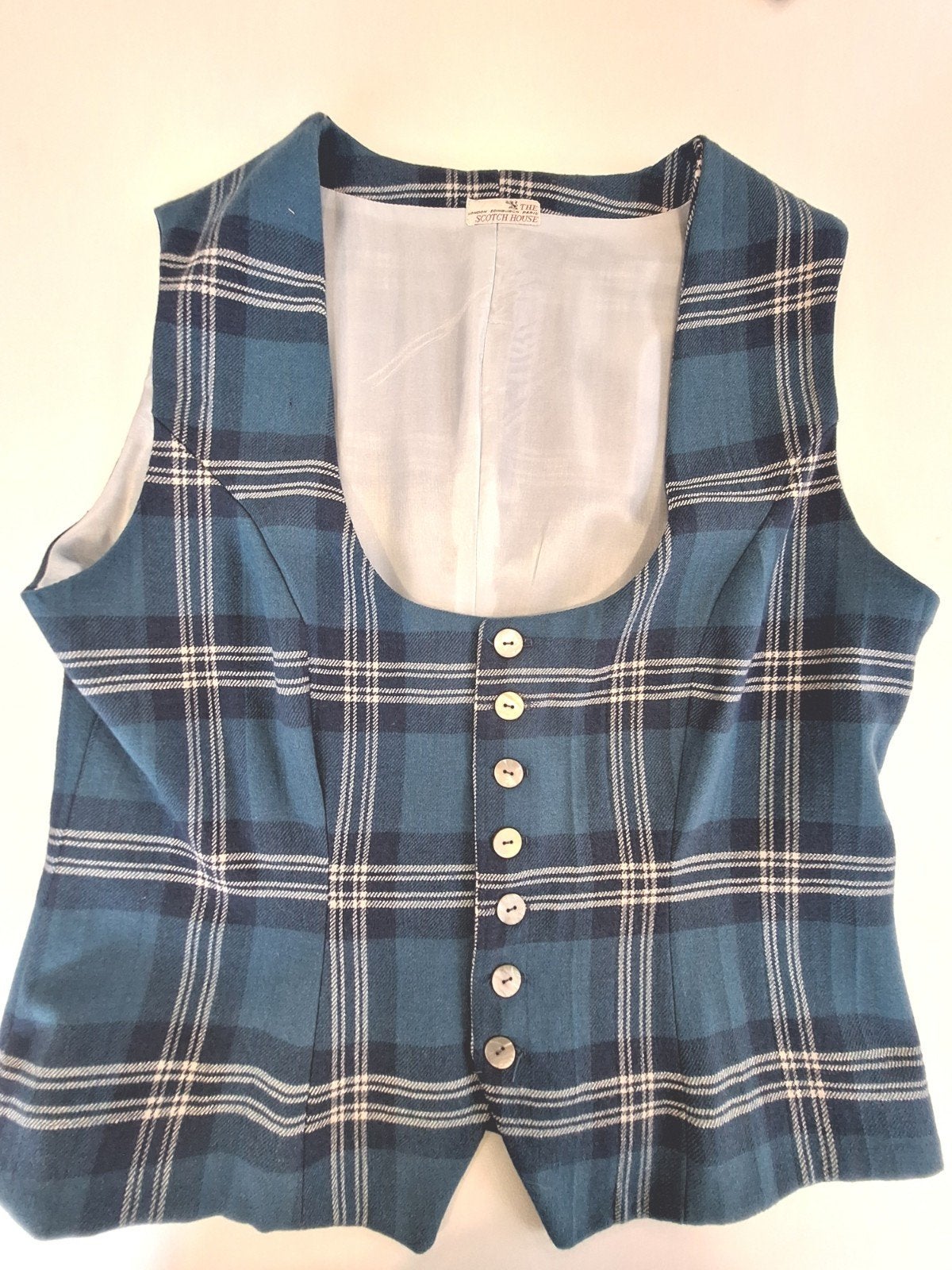 Gilet blauw Schotse ruit maat 40, Ophalen of Verzenden, Zo goed als nieuw, Maat 38/40 (M), Blauw