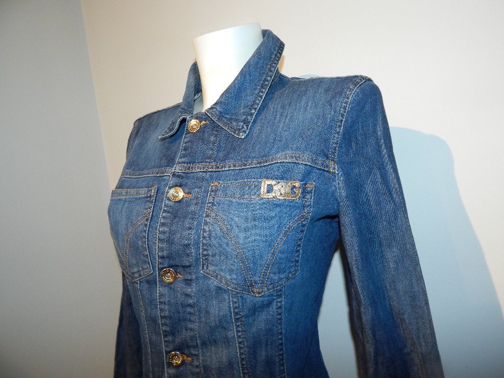 Dolce & Gabbana vintage jeans jasje gouden accenten It 46, Maat 38/40 (M), Dolce & Gabbana, Zo goed als nieuw, Jasje