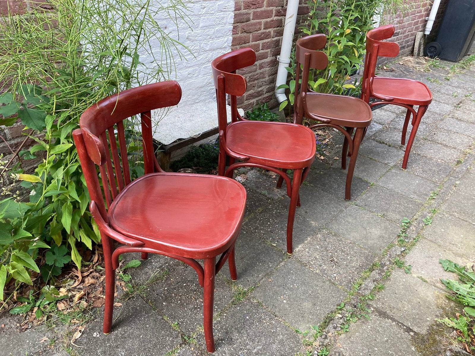 4 antieke Thonet bistrostoelen cafestoelen ca 60-90 jaar oud, Ophalen