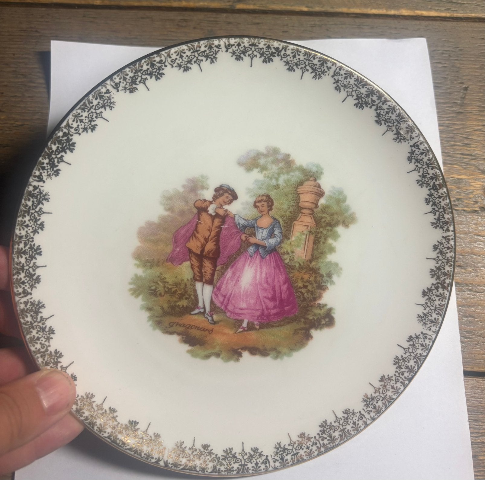 Vintage Bavaria Schaller Fragonard porseleinen sierbord, Ophalen of Verzenden