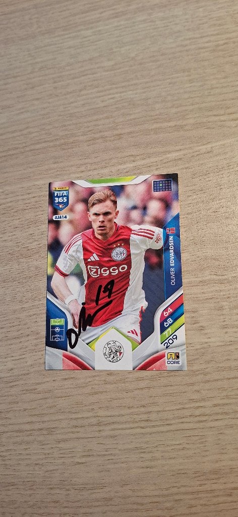 Panini Trading Card met handtekening Oliver Edvardsen # Ajax, Ophalen of Verzenden, Nieuw, Ajax, Spelerskaart