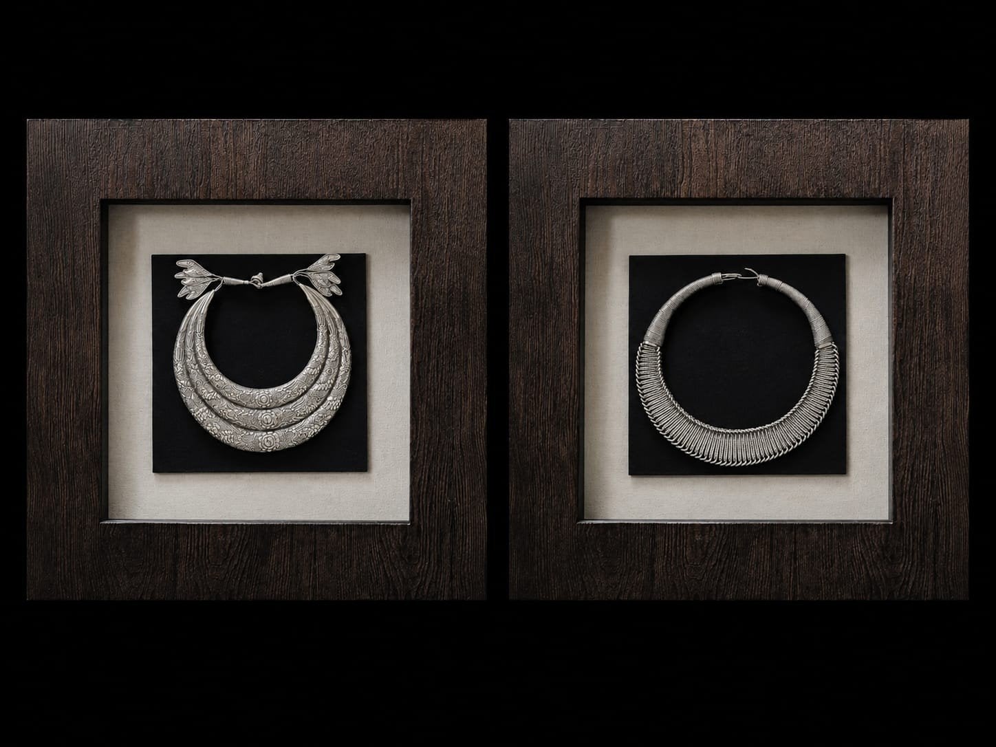 Replica Zilveren Ketting Miao Volk - Ingelijst, Antiek en Kunst, Zilver, Sieraad, Ingelijst, Ophalen of Verzenden