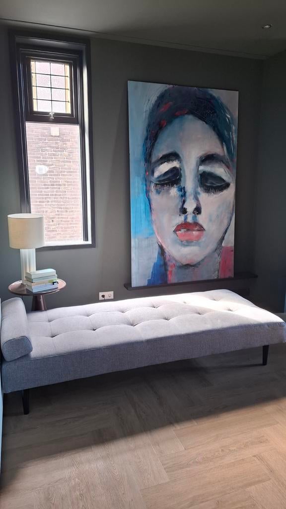 Grijze daybed - 196x78x38 cm, Ophalen, Gebruikt, Eenpersoons, 150 tot 200 cm