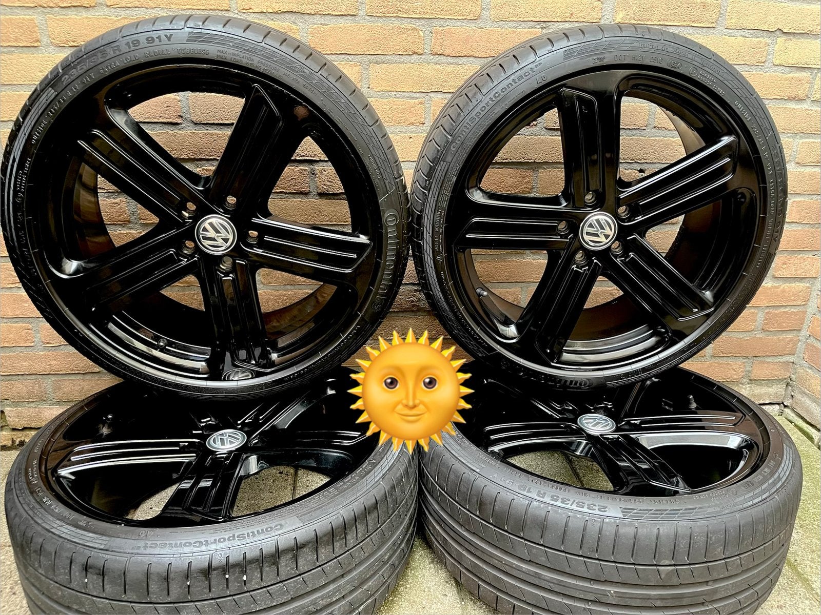 19” orig Vw Cadiz velgen Continental zomer. Golf  GTI Caddy, Auto-onderdelen, 19 inch, Gebruikt, Banden en Velgen, Ophalen of Verzenden