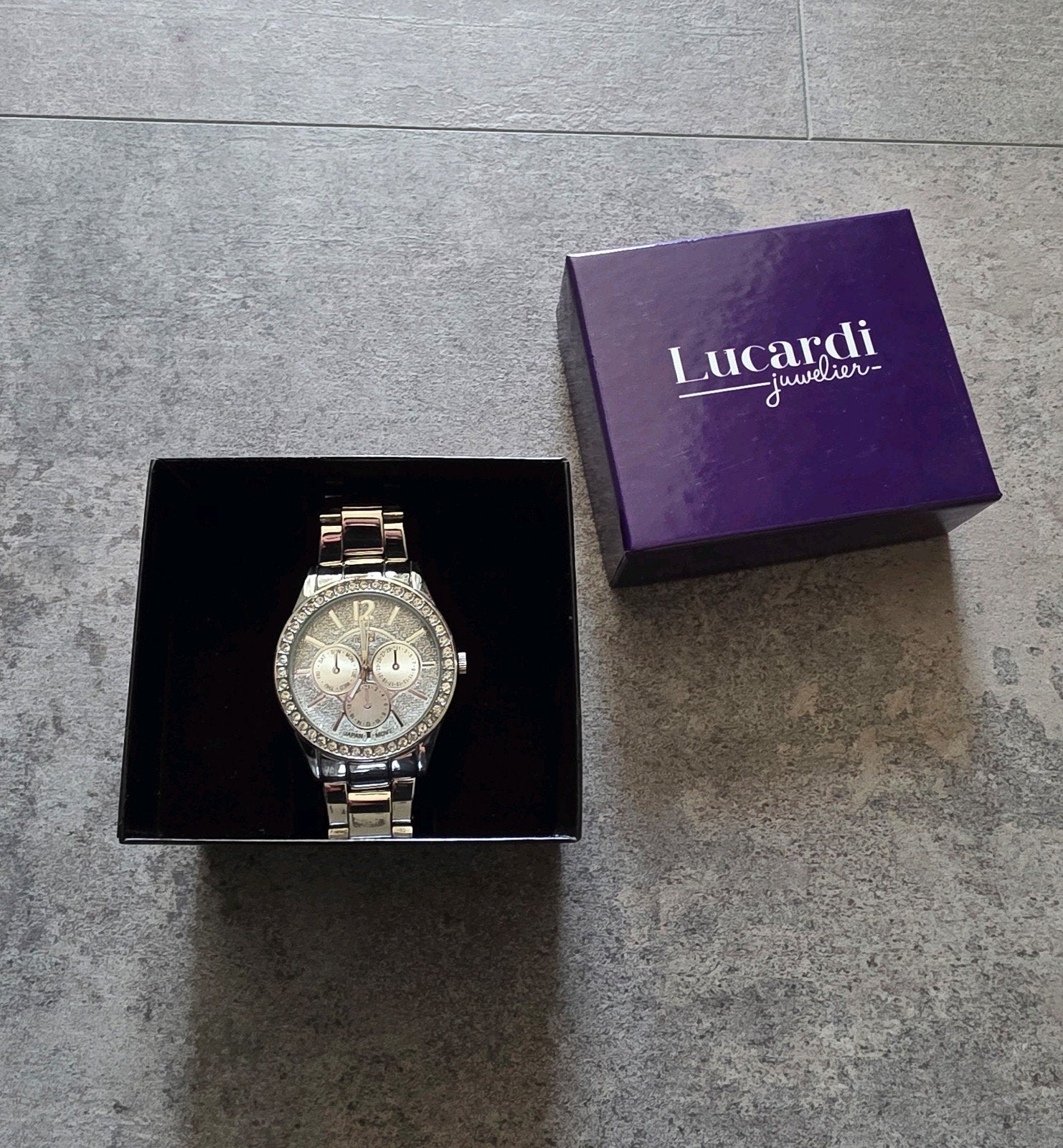 Regal R2934 dames horloge met strass steentjes zilverkleurig, Overige merken, Staal, Staal, Polshorloge