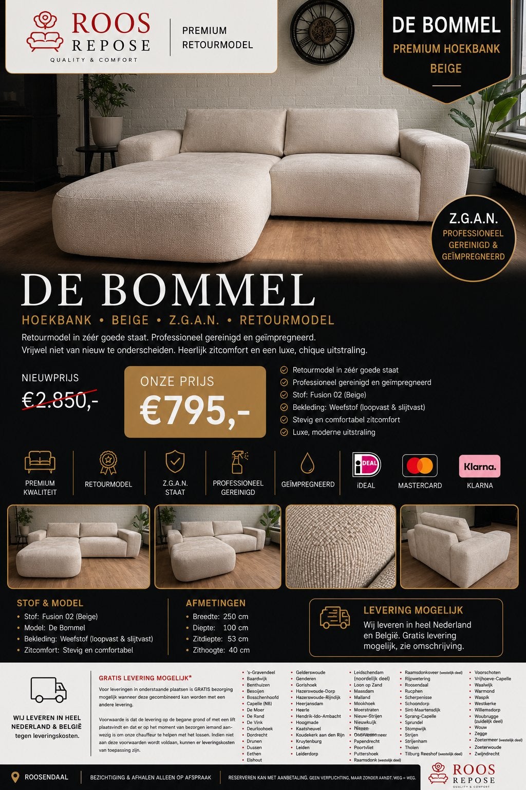 De Bommel Hoekbank Beige | Z.G.A.N. Retourmodel | €795, Luxe, Hoekbank, 75 tot 100 cm, Ophalen of Verzenden