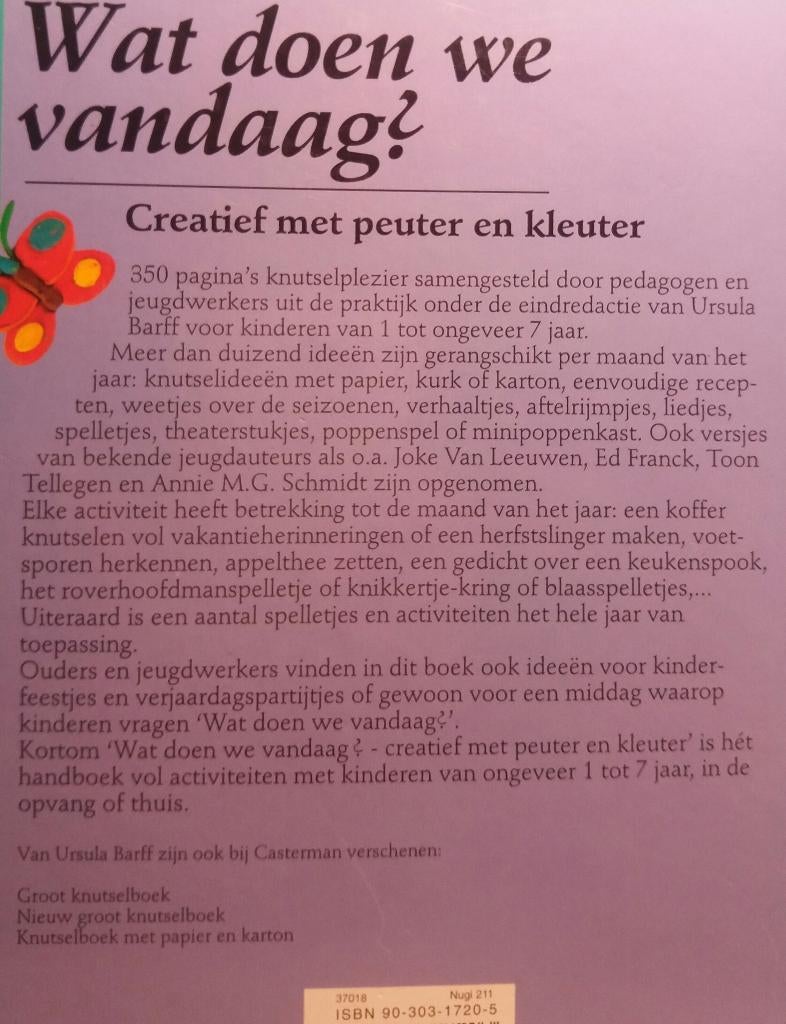 Creatief met kleuter en peuter Wat doen we vandaag, Ophalen of Verzenden, Gelezen, Overige onderwerpen