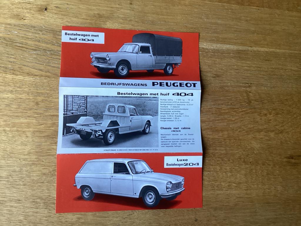 Originele Peugeot Bedrijfswagens Brochure (Jaren '60), Ophalen of Verzenden, Zo goed als nieuw, Peugeot