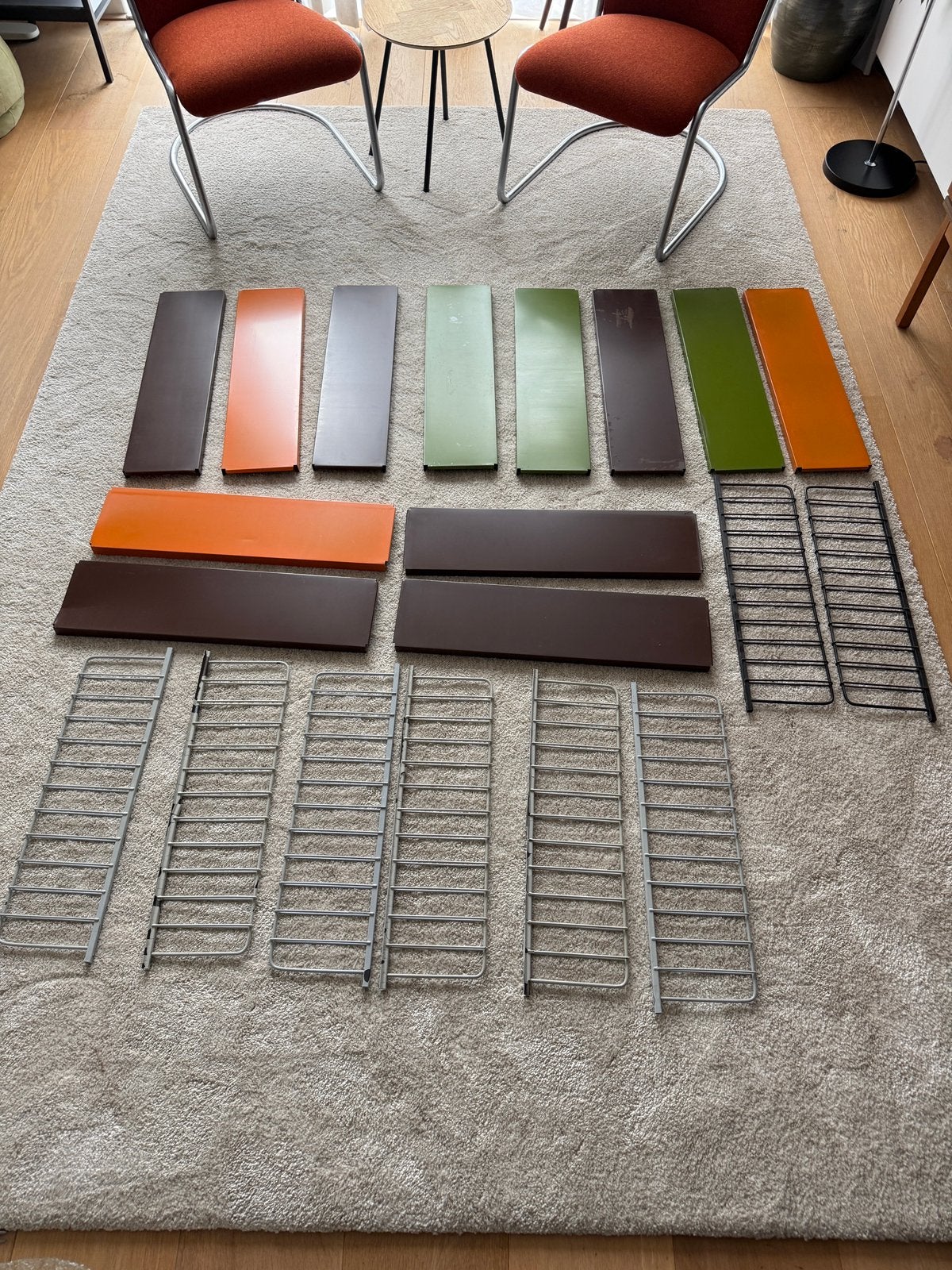 Drentea Roomsteel wandrek jaren 50-60 | retro vintage design, Met plank(en), Gebruikt, Ophalen of Verzenden, Minder dan 150 cm