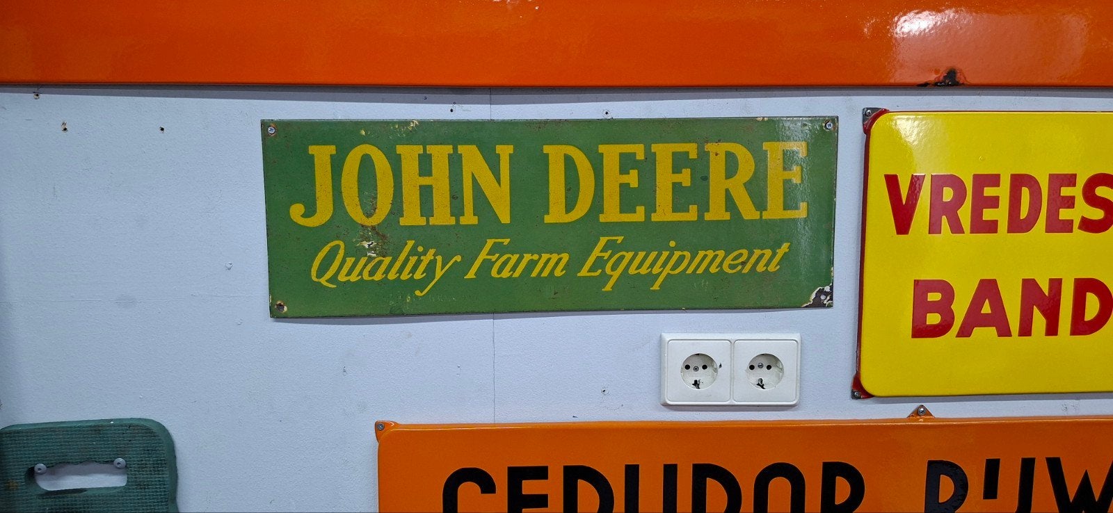 Emaille John Deere uniek zwaar bord, Ophalen of Verzenden, Zo goed als nieuw, Reclamebord