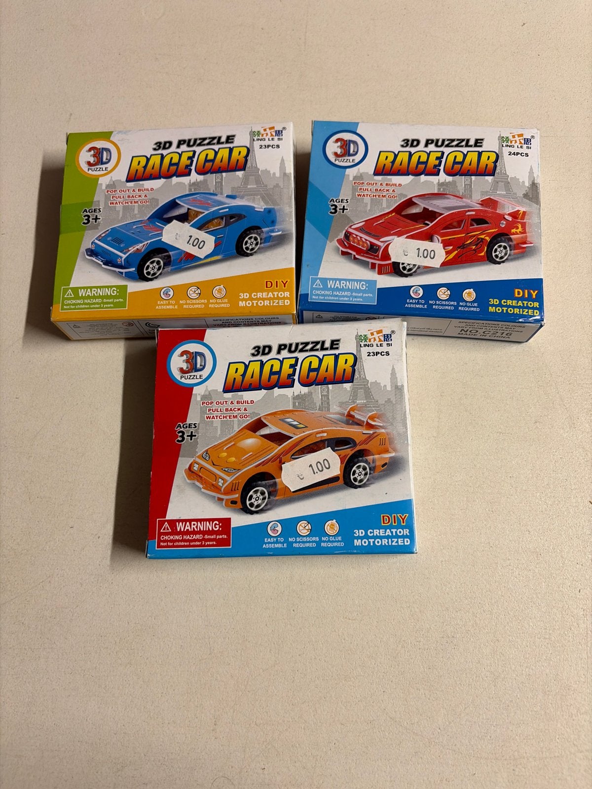 Partij 3D Race Car Puzzels - Bouw en Speel!, Z, 10 tot 50 stukjes, Nieuw, Z