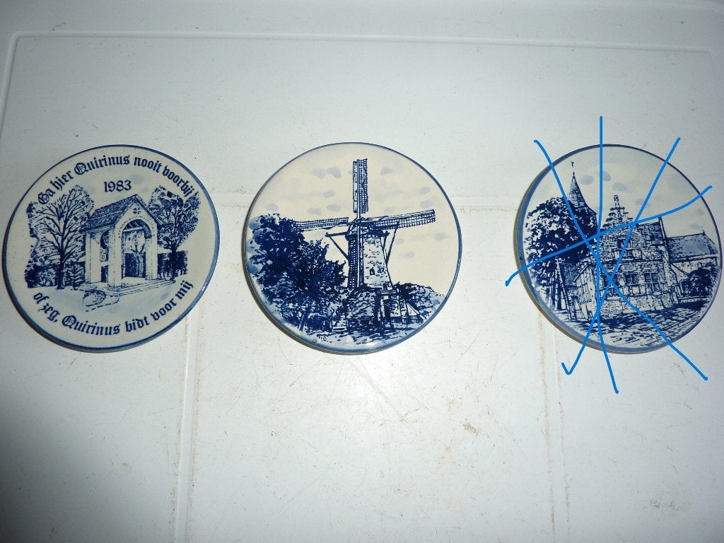 2 kleine oude wandbordjes hand beschilderd, Ophalen of Verzenden