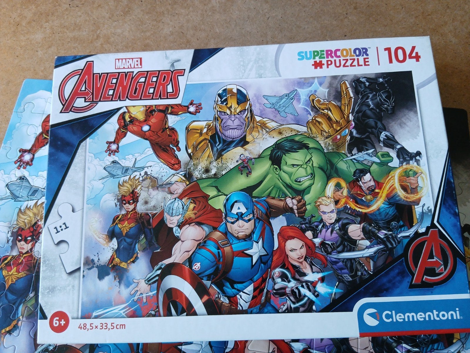 Marvel Avengers Supercolor Puzzel 104 stukjes Clementoni, Ophalen of Verzenden, Meer dan 50 stukjes, Gebruikt, 6 jaar of ouder