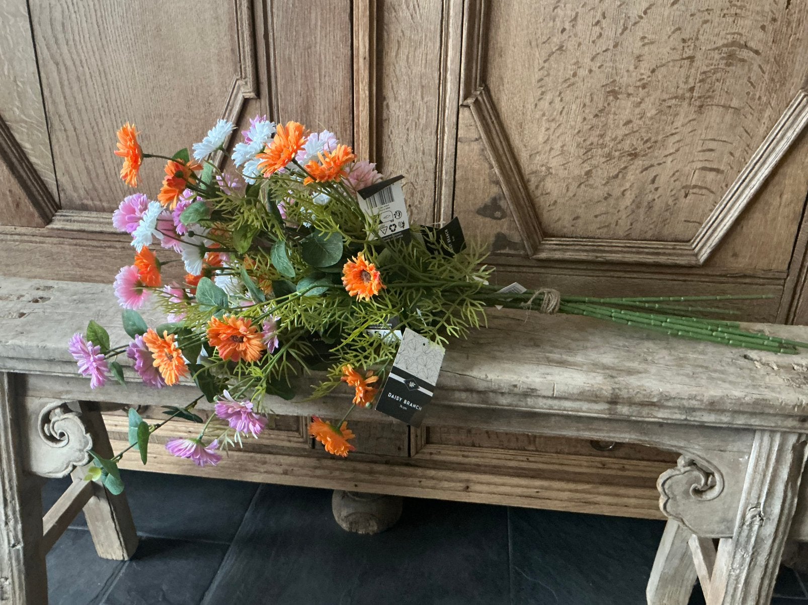 NIEUW fors boeket kunstbloemen Cosmos en Eucalyptus, Ophalen of Verzenden, Nieuw
