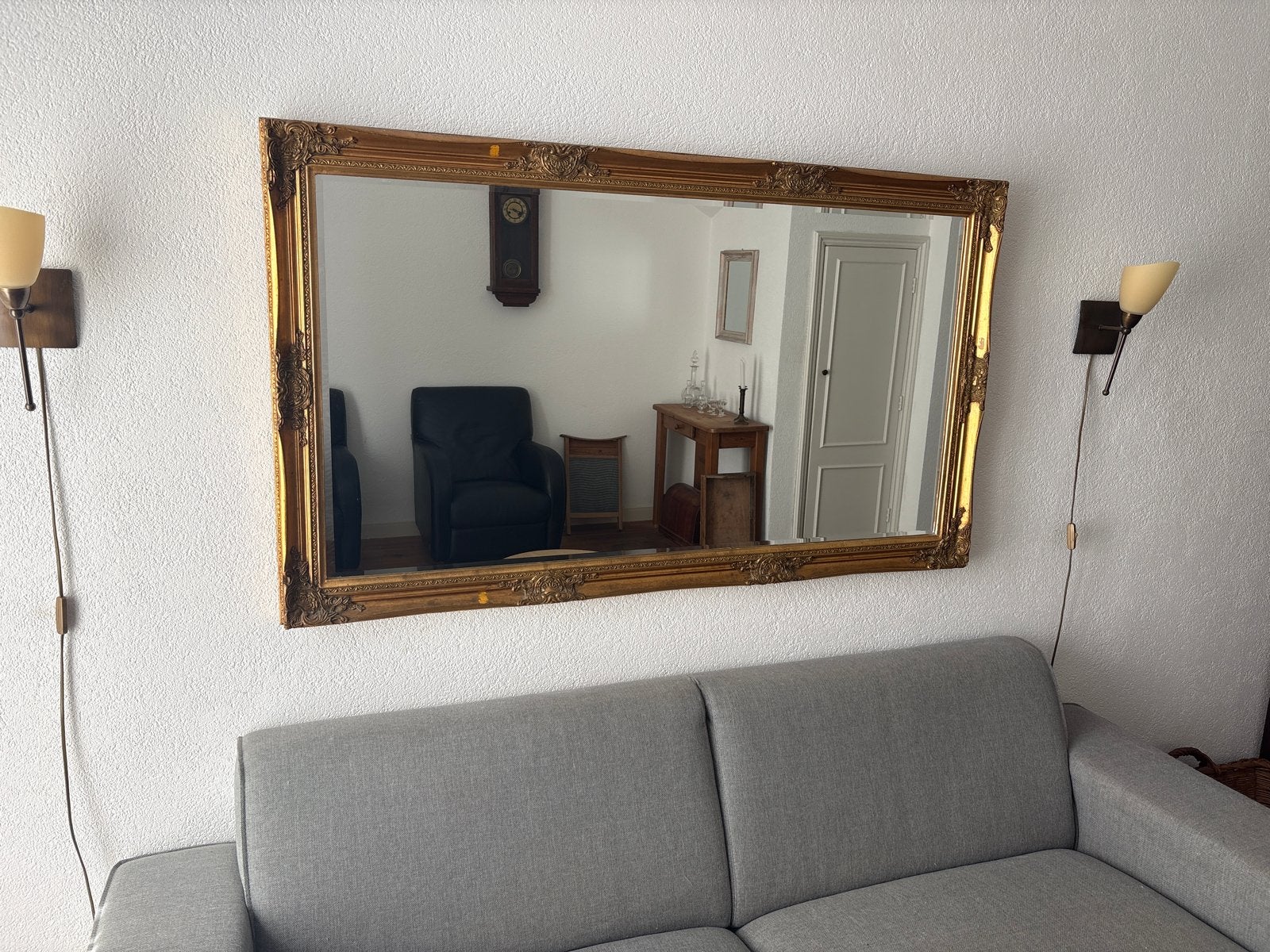 Grote spiegel met gouden baroklijst - 144x84 cm, Ophalen, Rechthoekig, 100 tot 150 cm, Minder dan 100 cm