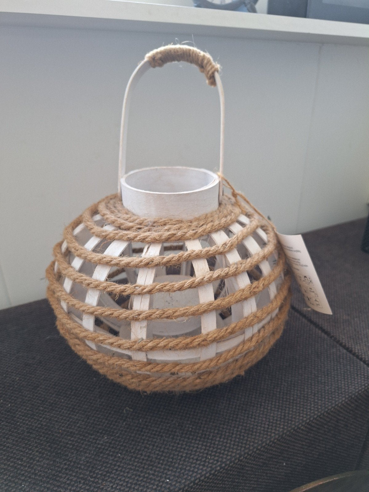 Houten lantaarn met jute touw - Nieuw, Ophalen, Nieuw