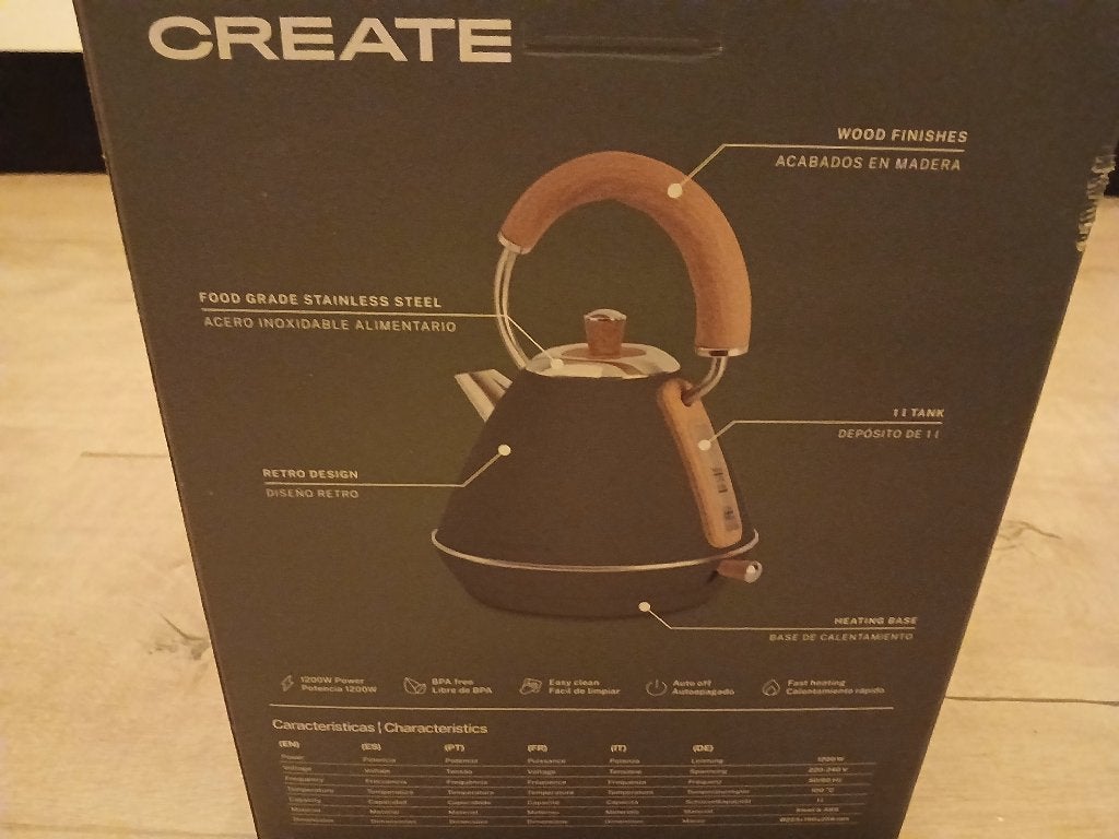 Create kettle retro Waterkoker, 1 tot 2 liter, Ophalen, Nieuw, Rvs