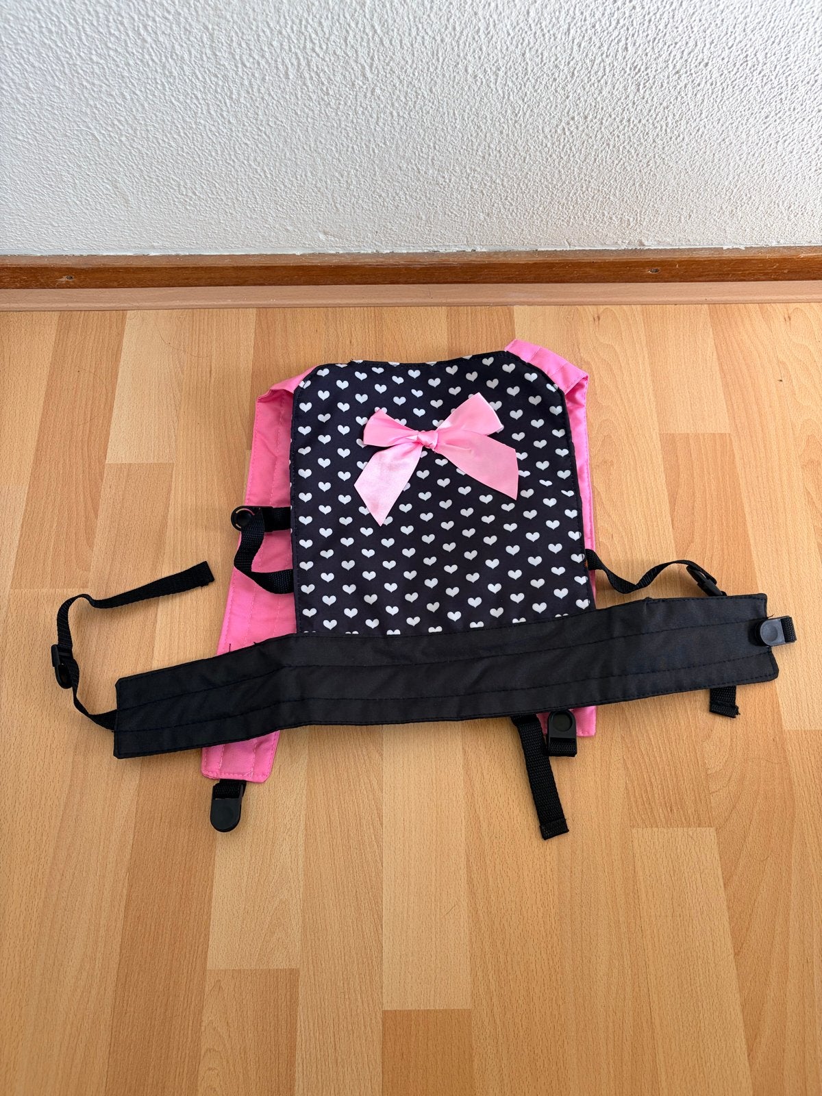 Baby born Roze en zwart draagzak met hartjespatroon, Ophalen, Zo goed als nieuw, Babypop