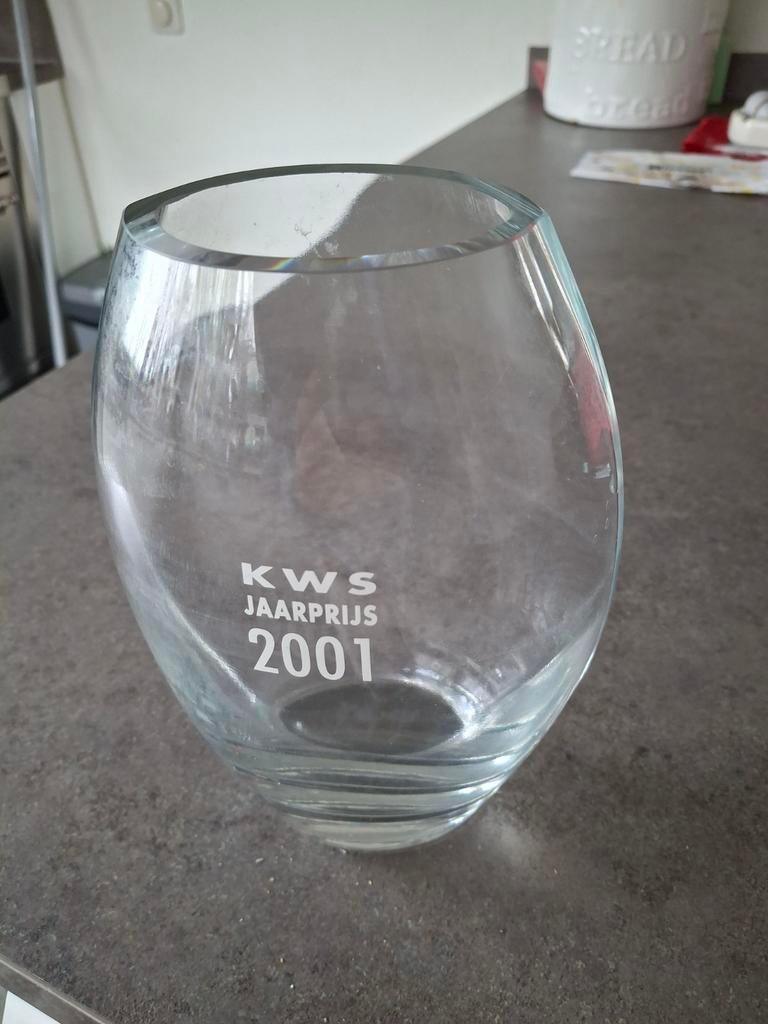 Glazen vaas KWS Jaarprijs 2001, Ophalen of Verzenden