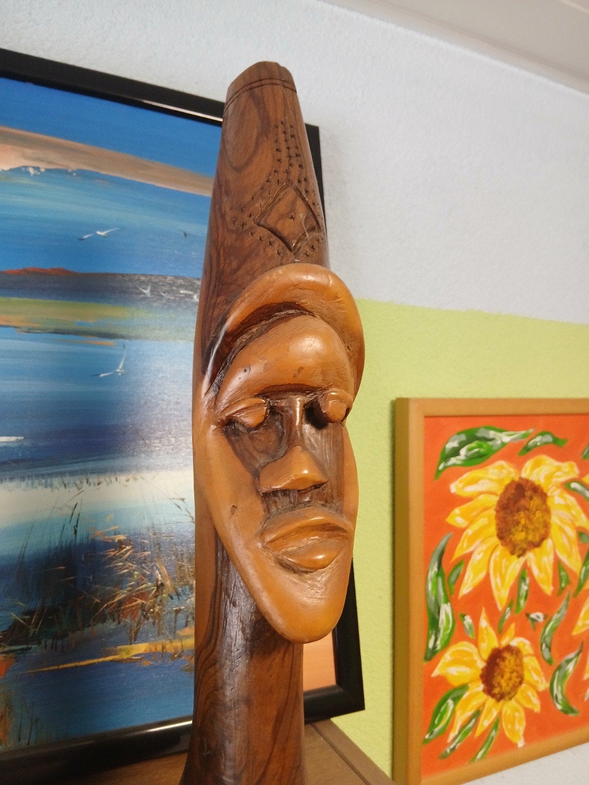 Houten Afrikaans Beeld - Handgesneden Buste, Handgemaakt, Buste, Ophalen of Verzenden, 20 - 50 cm