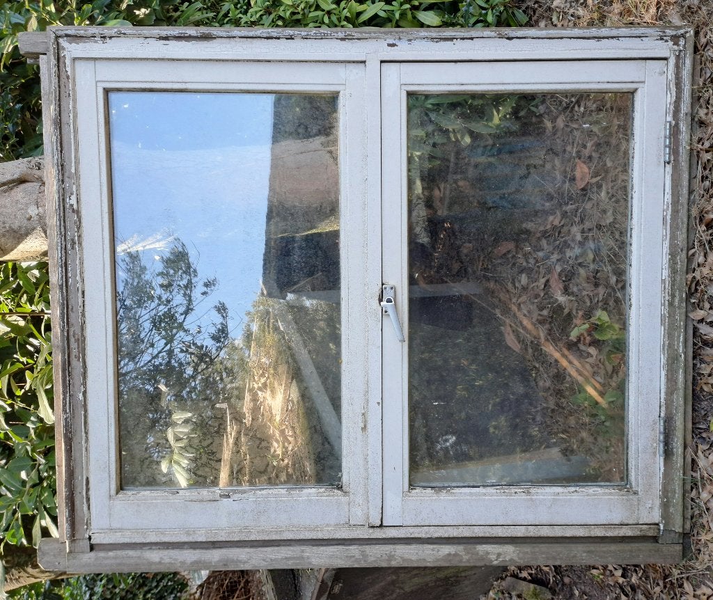 Hardhouten kozijn dubbel glas, Doe-het-zelf en Verbouw, Kozijnen en Schuifpuien, Ophalen, Gebruikt, Raamkozijn, 150 tot 225 cm