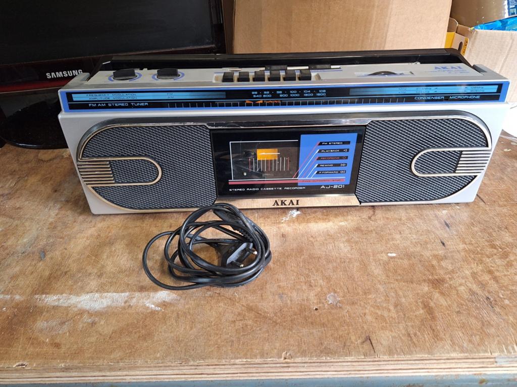 Vintage Akai draagbare radio cassette speler jaren 80, Ophalen of Verzenden