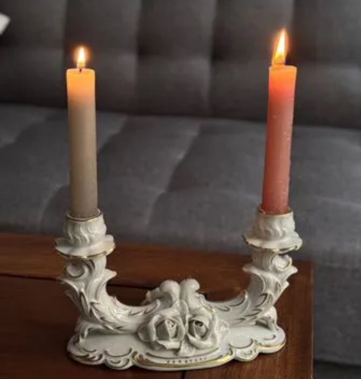 Vintage kandelaar uit de jaren 1930, Dresden, porselein., Ophalen of Verzenden, Keramiek of Aardewerk