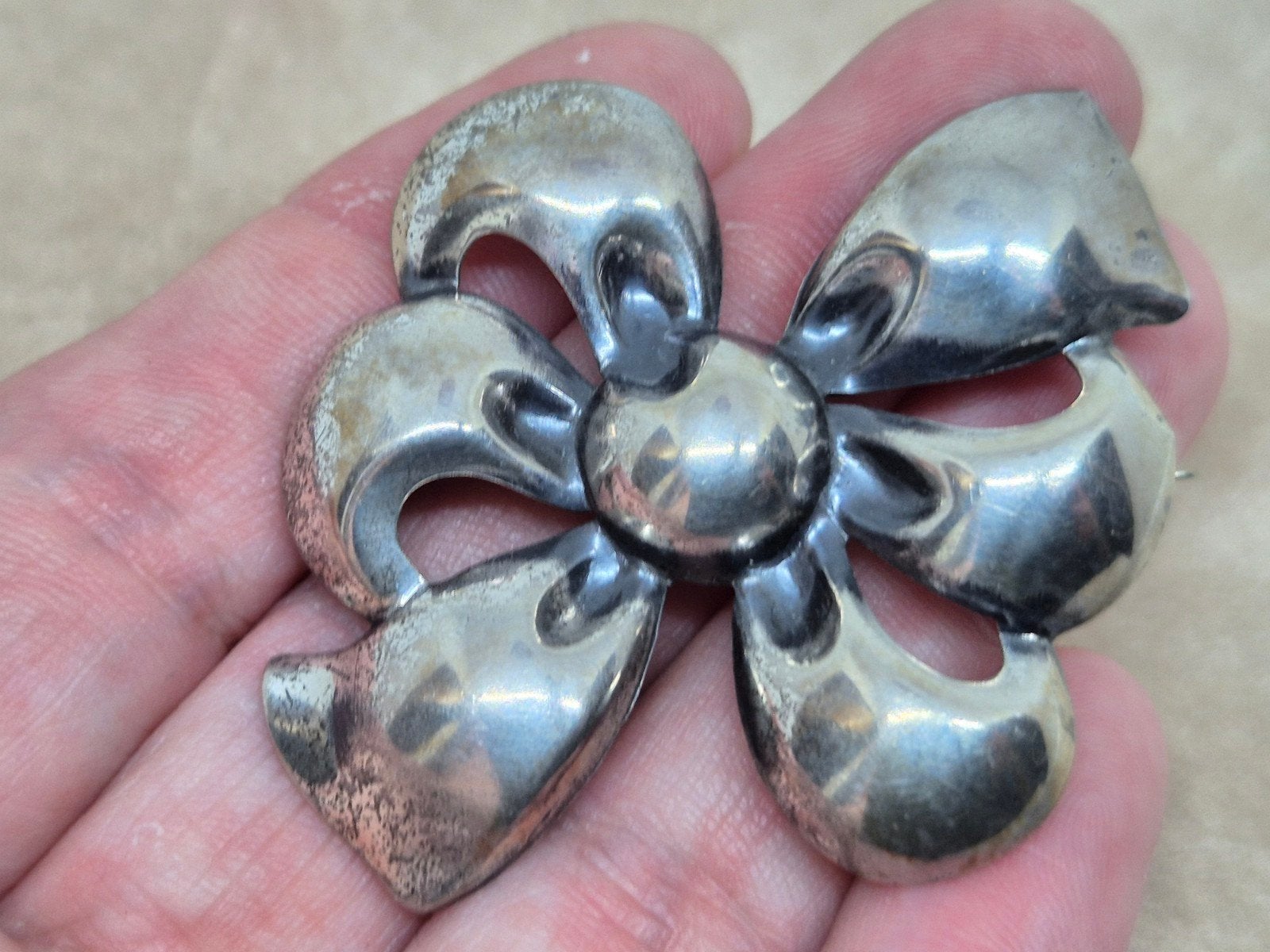 Sterling Zilveren Monet Broche, 4 tot 7 cm, Gebruikt, Ophalen of Verzenden, Zilver