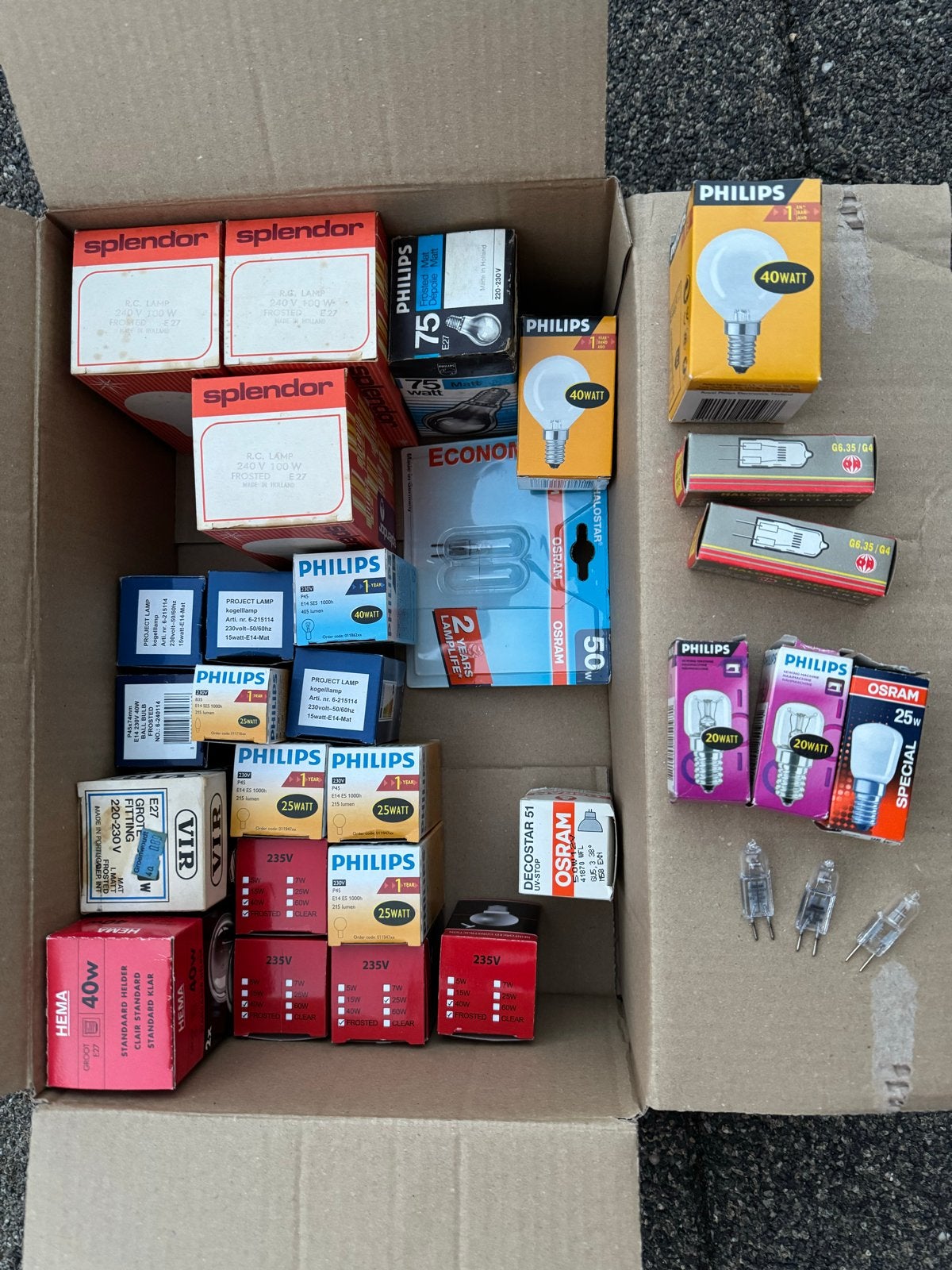 Partij Oude Gloeilampen - Philips, Osram, Hema, Splendor, Huis en Inrichting, Wit, Philips, Nieuw, Glas