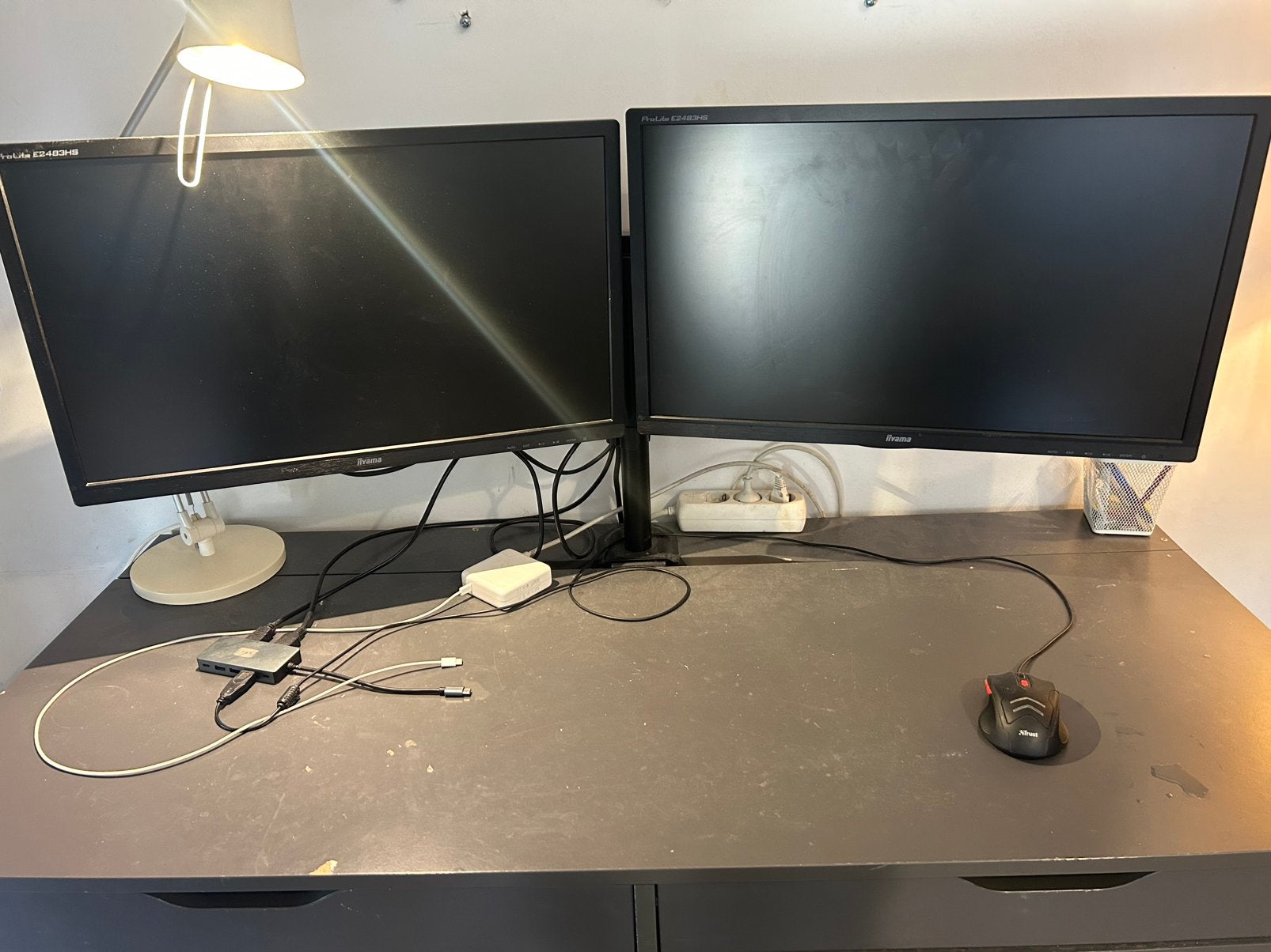 Complete dual monitor set – 2x iiyama 24 inch + monitorarm, Ophalen, HDMI, IPS, Full HD