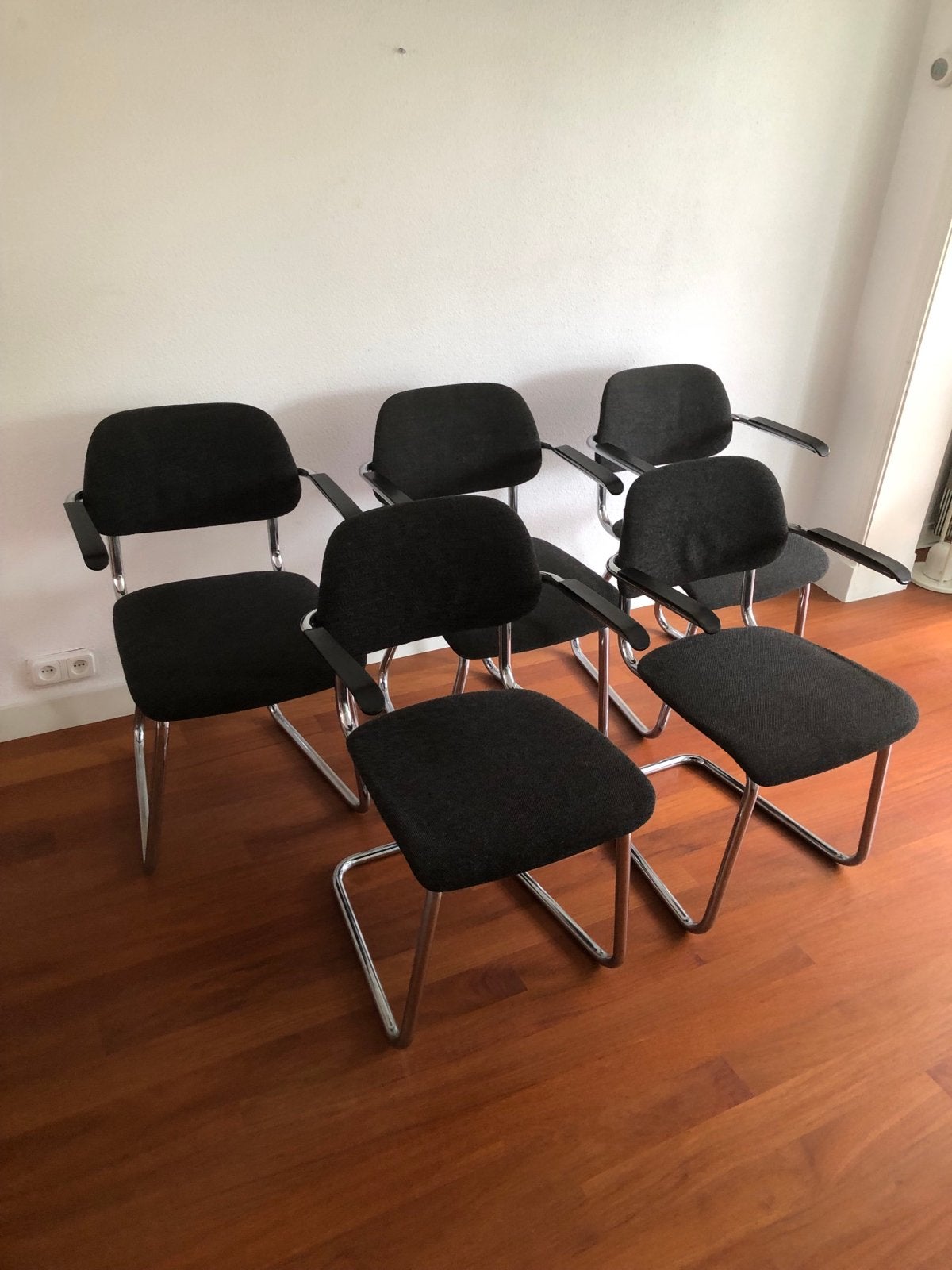 5 Lande Jami Artifort buisframe stoelen dutch design, Ophalen, Gebruikt, Zwart, Retro vintage dutch design