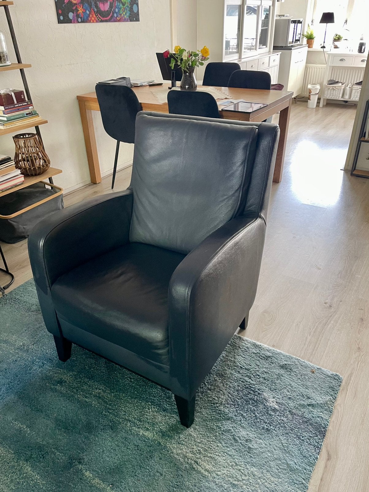 Leren fauteuil, Ophalen, Zo goed als nieuw, 75 tot 100 cm, 50 tot 75 cm