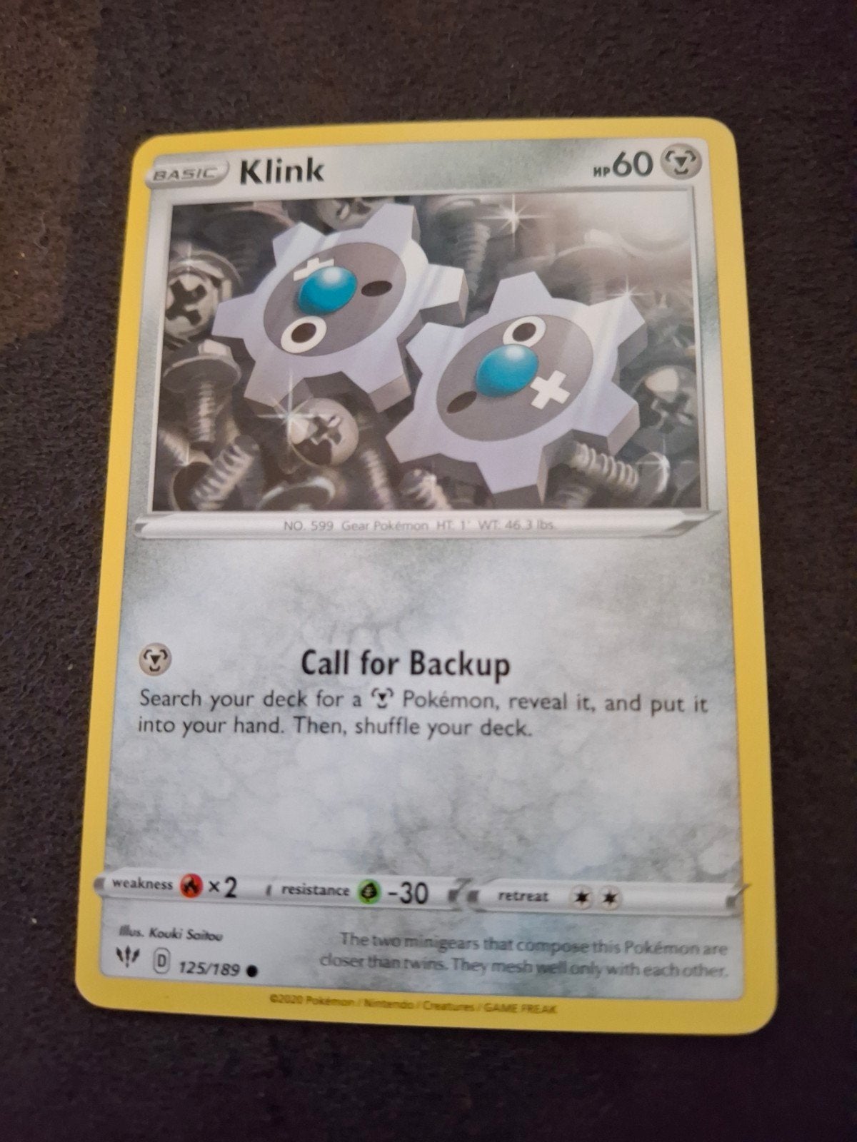 Pokémon Kaart Klink 125/189 Sword & Shield Base Set, Ophalen of Verzenden, Zo goed als nieuw, Losse kaart