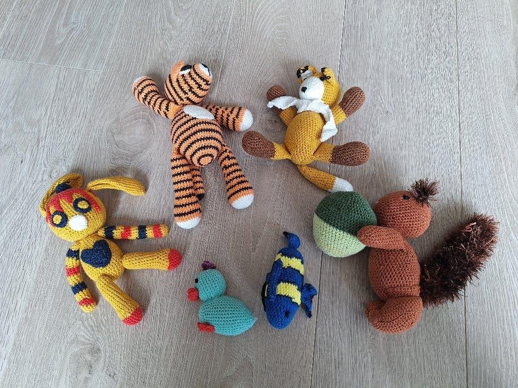 Gehaakte knuffels (6 stuks), Gebruikt, Handgemaakt, Overige typen, Ophalen of Verzenden