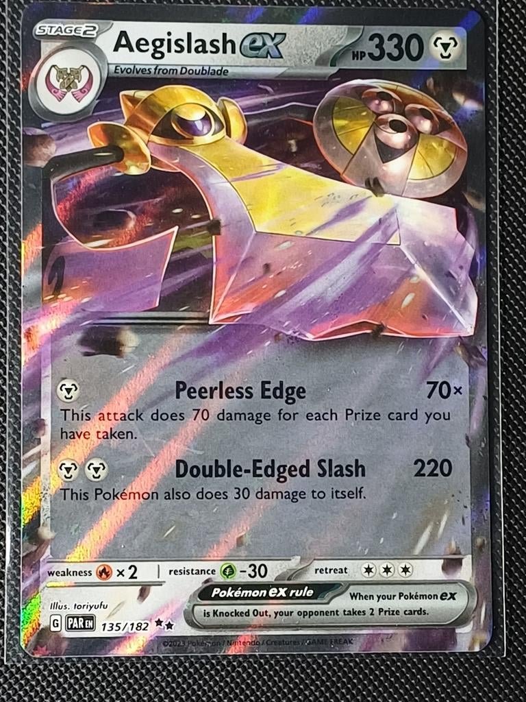 Aegislash ex 135/182 Paradox Rift Pokémon Kaart, Ophalen of Verzenden, Zo goed als nieuw, Losse kaart, Foil