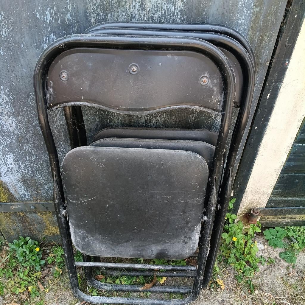 Set van 3 zwarte klapstoelen gratis ophalen, Ophalen, Gebruikt, Zwart, Vier