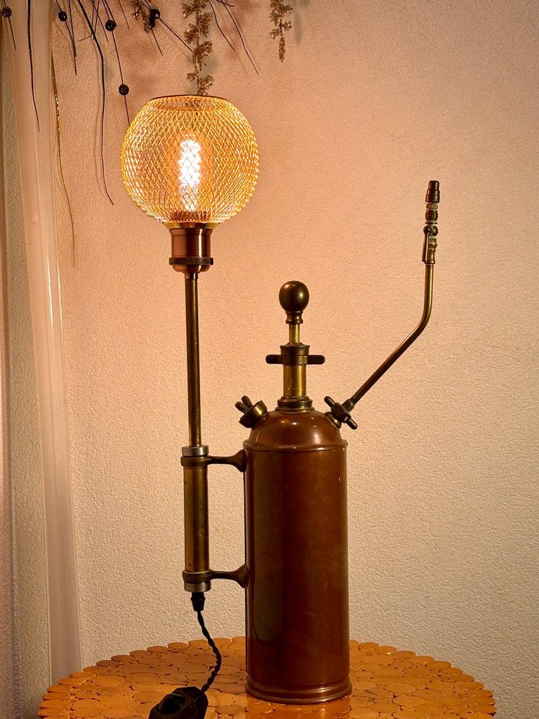 Tafellamp "Gouden Bol", Gebruikt, Vintage, 60 cm, Overige materialen