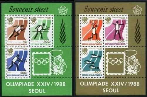 INDONESIË 1988 Olympische Spelen Blokjes, Getand, Michel: B-, Verzenden, Postfris, Sport