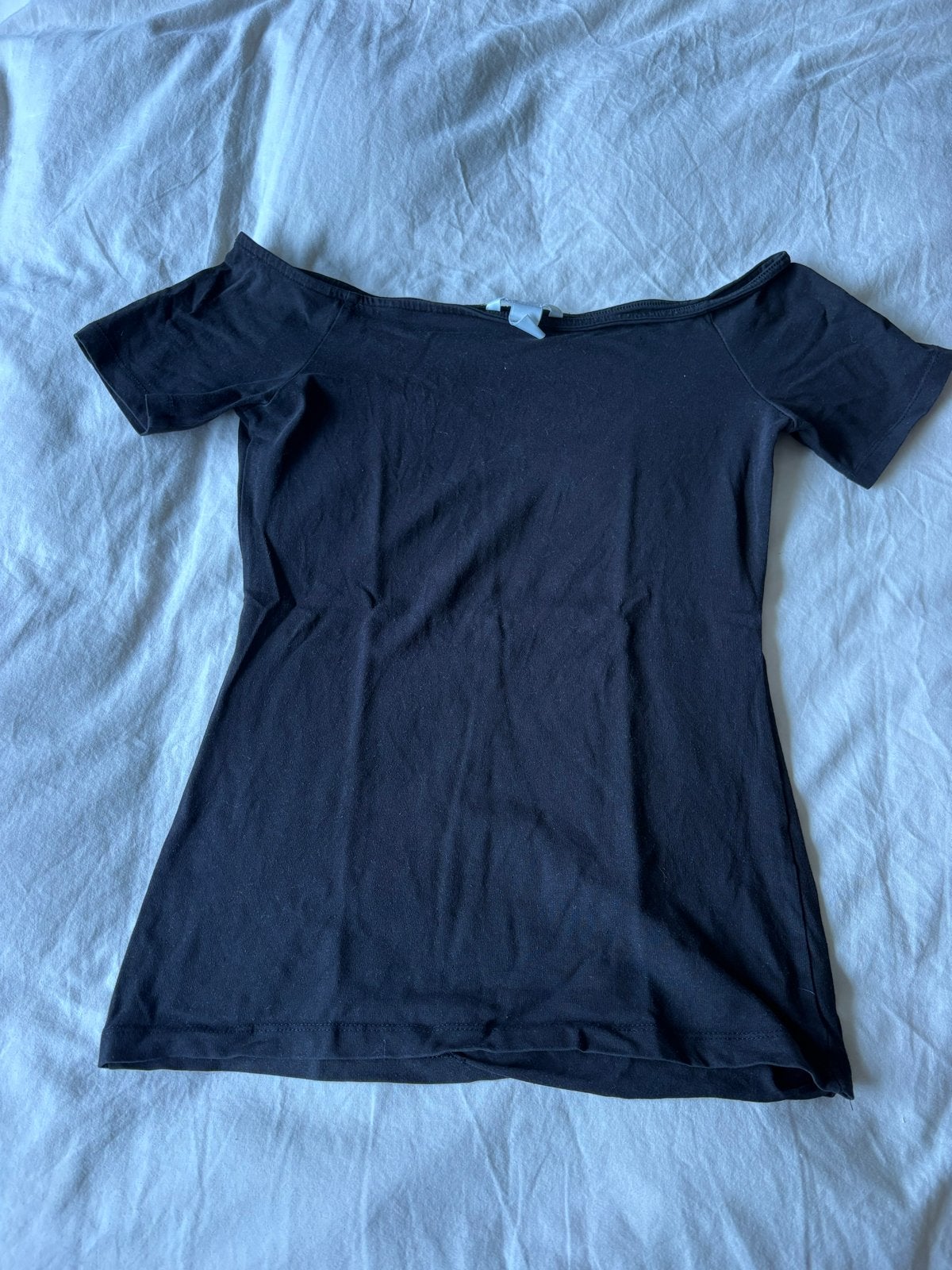 Zwarte off-shoulder top van H&M Basic, maat S, Zwart, Ophalen of Verzenden, Zo goed als nieuw, Korte mouw