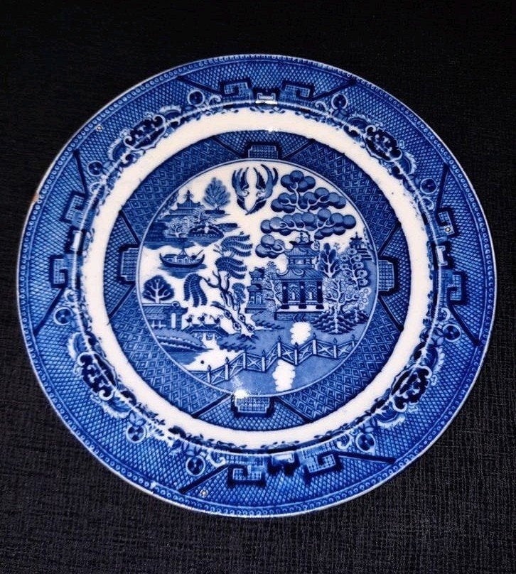 6Antieke porseleinen Blauw-Witte Borden met Diverse Motieve, Ophalen