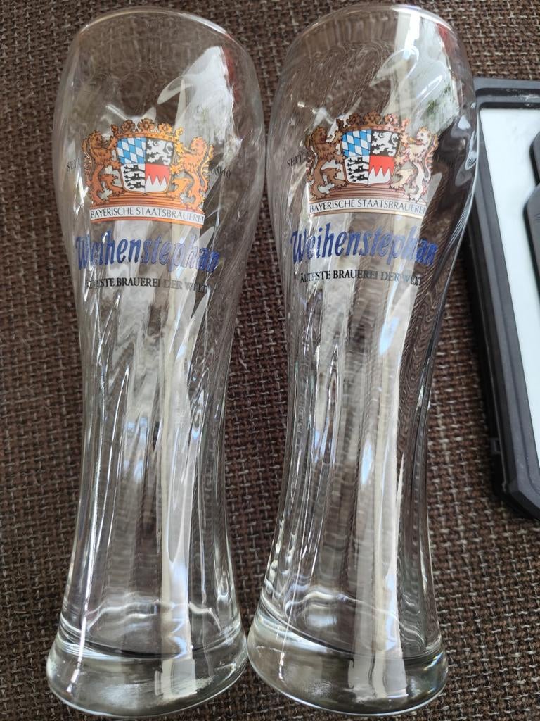 2 Weihenstephan bierglazen, Ophalen of Verzenden, Zo goed als nieuw, Bierglas